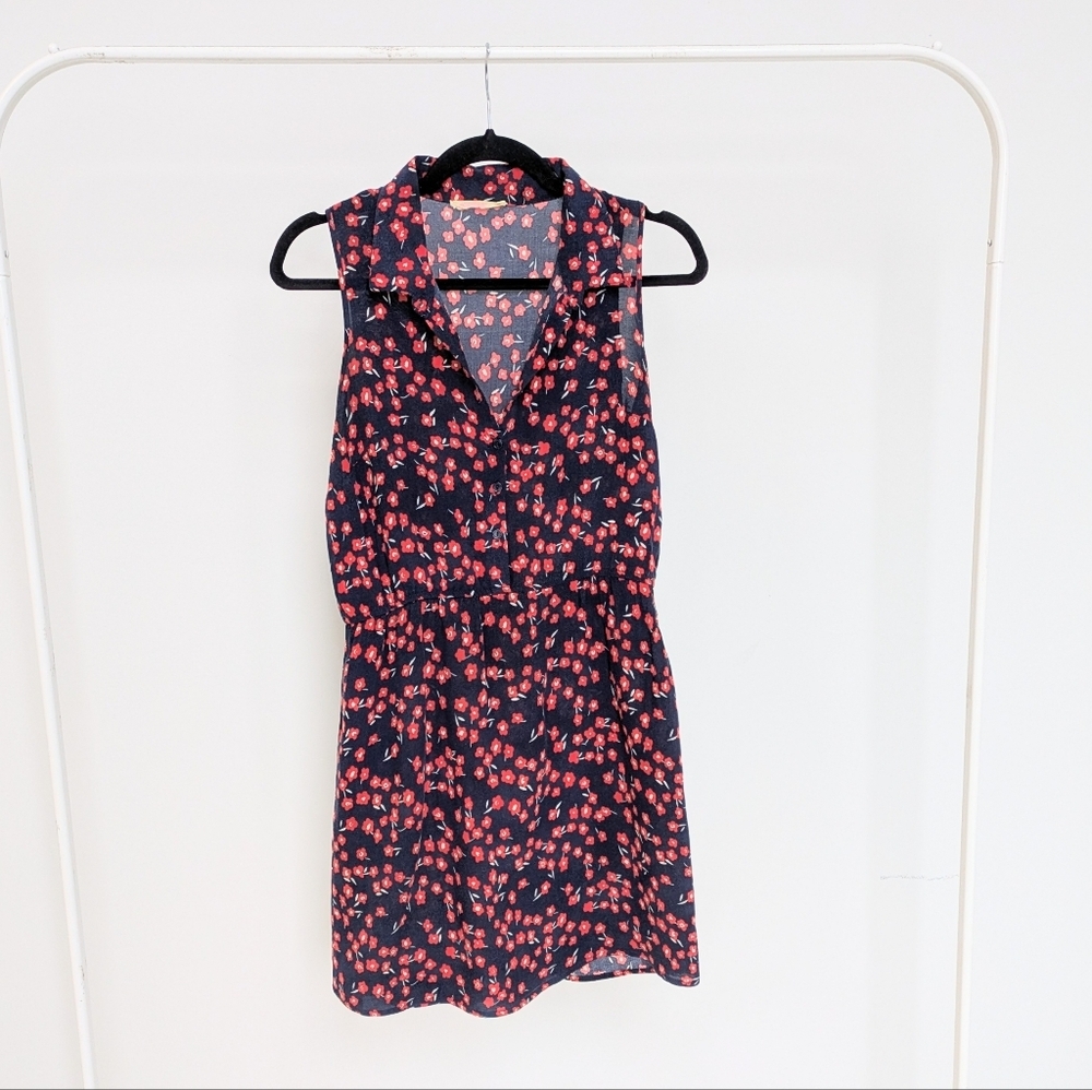 Floral Sleeveless Women's Top - Black and Red